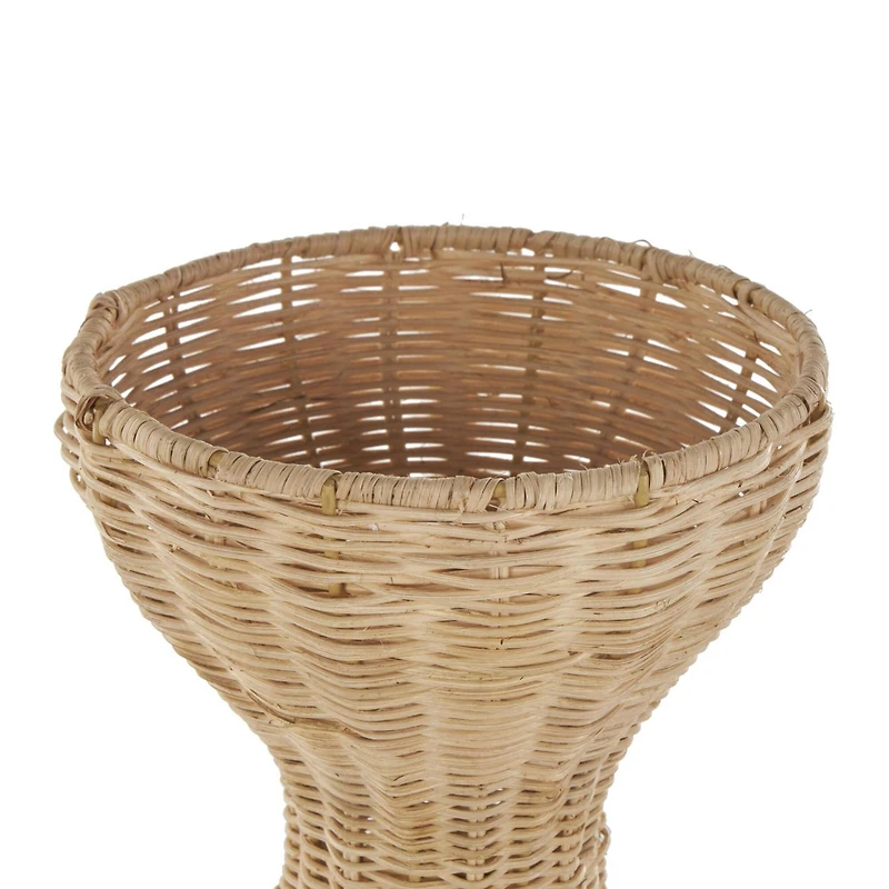 16.25" Brown Rattan Hourglass Vase with Dome Base