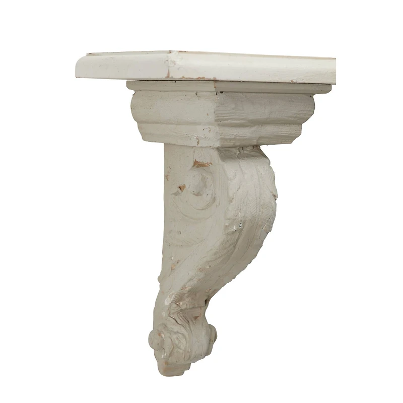 32" White Wood Farmhouse Wall Shelf