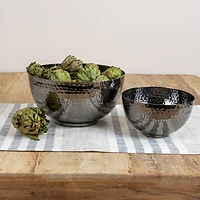 Hello Honey® Silver Finish Round Hammered Metal Bowl Set