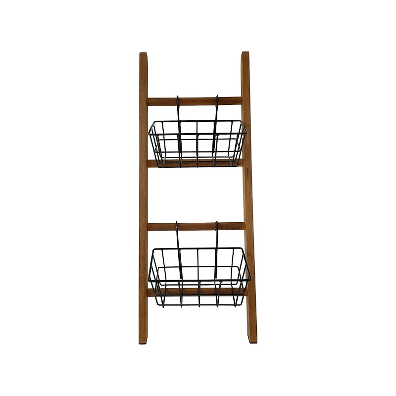 25" Wooden Decorative Ladder with Metal Baskets by Ashland®