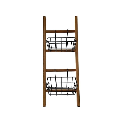 25" Wooden Decorative Ladder with Metal Baskets by Ashland®