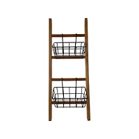 25" Wooden Decorative Ladder with Metal Baskets by Ashland®