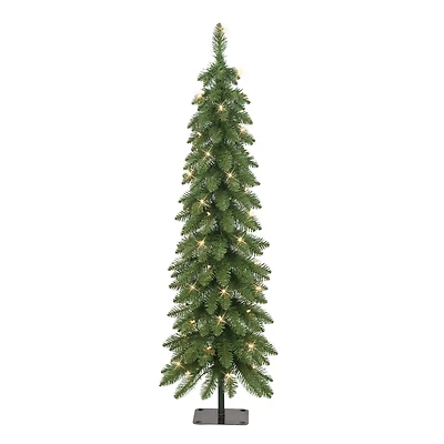 4ft. Pre-Lit Artificial Alpine Pencil Christmas Tree