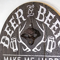Deer & Beer Bottle Opener & Cap Catcher Wall Décor