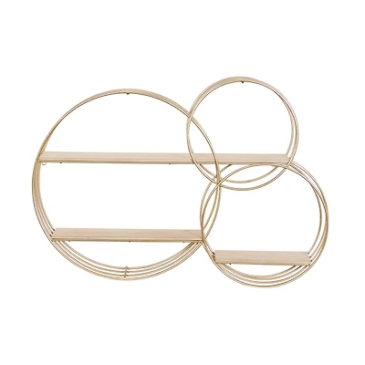 Gold Metal Contemporary Wall Shelf, 26" x 37" x 6"