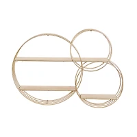 Gold Metal Contemporary Wall Shelf, 26" x 37" x 6"