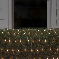 2' x 8' Clear Mini Net Style Column Christmas Lights  White Wire
