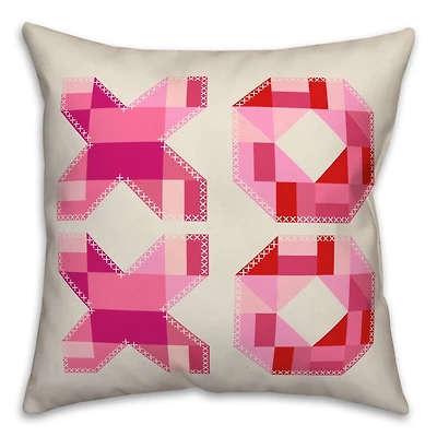 Double XOXO Quilt Valentine's Day Throw Pillow