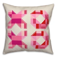 Double XOXO Quilt Valentine's Day Throw Pillow