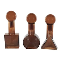 Amber Geometric Decorative Jar Set
