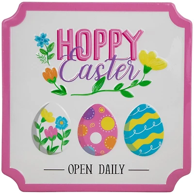 9.75" Hoppy Easter Open Daily Metal Wall Sign