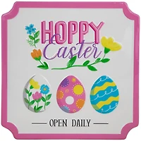9.75" Hoppy Easter Open Daily Metal Wall Sign
