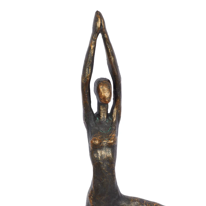 Brass Polystone Modern Sculpture, Yoga 18" x 6" x 4"