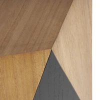 23.75" Brown Wood Geometric Diamond Accent Table with Black Accents