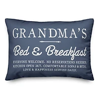 Grandma's Bed & Breakfast Navy Throw Pillow