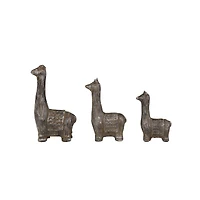 Set of 3 Black Metal Eclectic Llama Sculpture, 8", 7", 5"