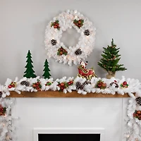 24" Pre-Lit White Artificial Christmas Pine Wreath