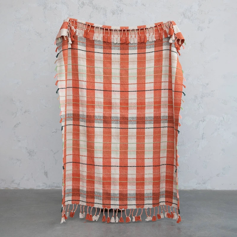 Hello Honey® Warm Tone Plaid Cotton Blend Throw Blanket