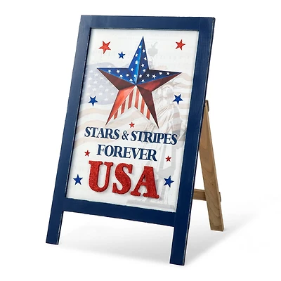 Glitzhome® 24" Patriotic Stars & Stripes Easel Porch Décor