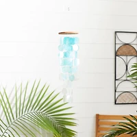 Blue Capiz shell Coastal Windchime, 24"