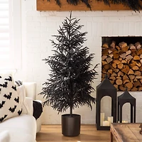 5ft. Artificial Halloween Real Touch Black Norfolk Pine Christmas Tree with Natural Look