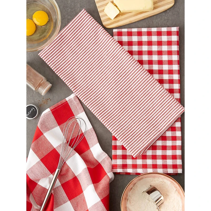 DII® Red & White Dishtowel Set
