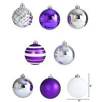 64ct. 3" Purple & Silver Shatterproof Ball Ornaments