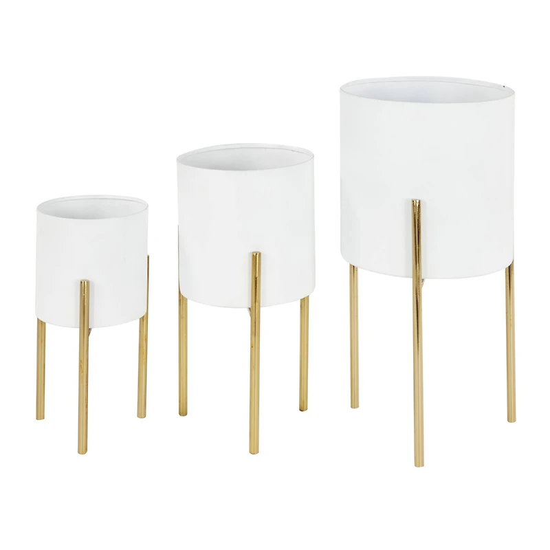 White Metal Contemporary Planter Set