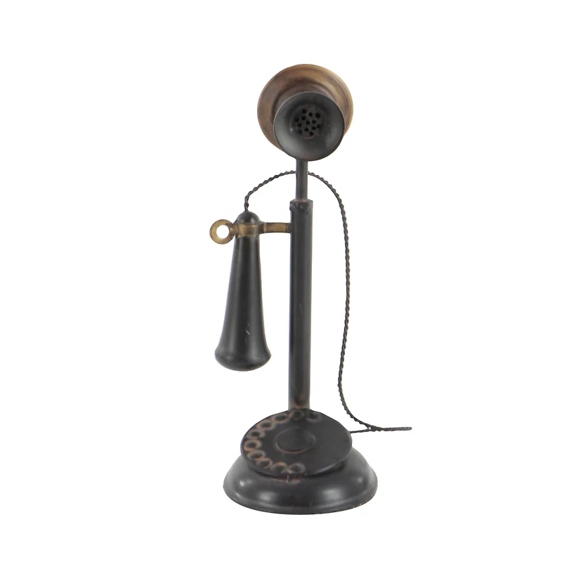 13" Antique Candlestick Phone Table Accent