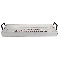 White "Farm Fresh Pumpkins" Thanksgiving Wood Tray