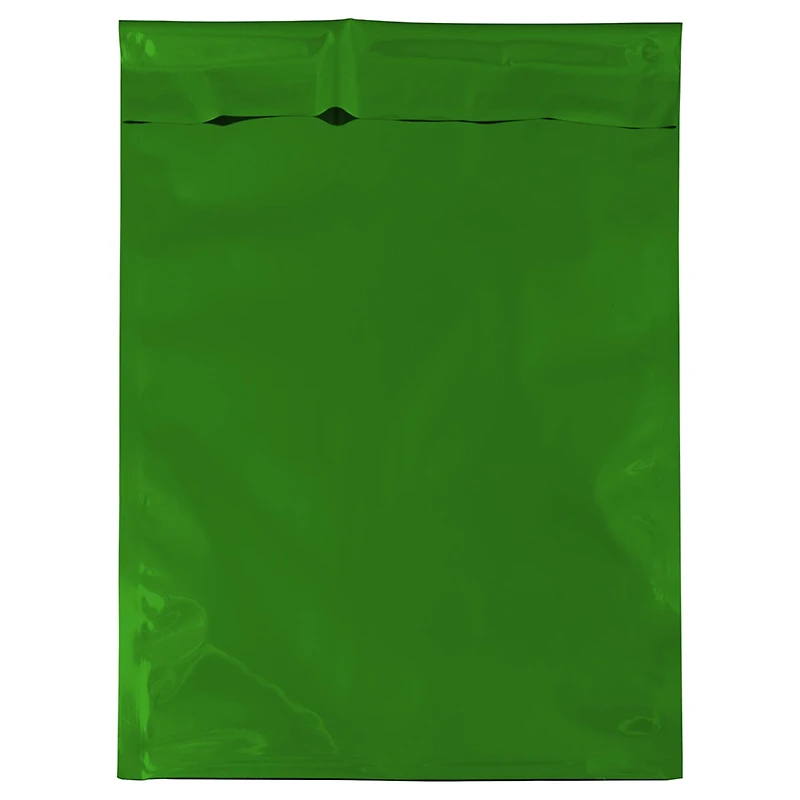 JAM Paper 10" x 13" Green Foil Open End Envelope with Self Adhesive Closure, 25ct.