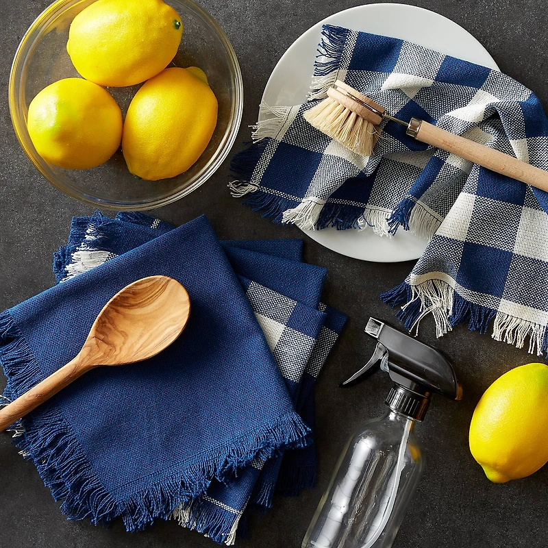 DII® Assorted Navy Heavyweight Fringed Dishcloth (Set of 6)