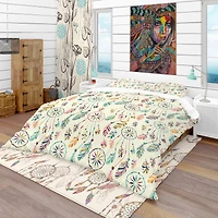 Designart 'Pattern with Native Indian-American Dream Catcher' Southwestern Bedding Set