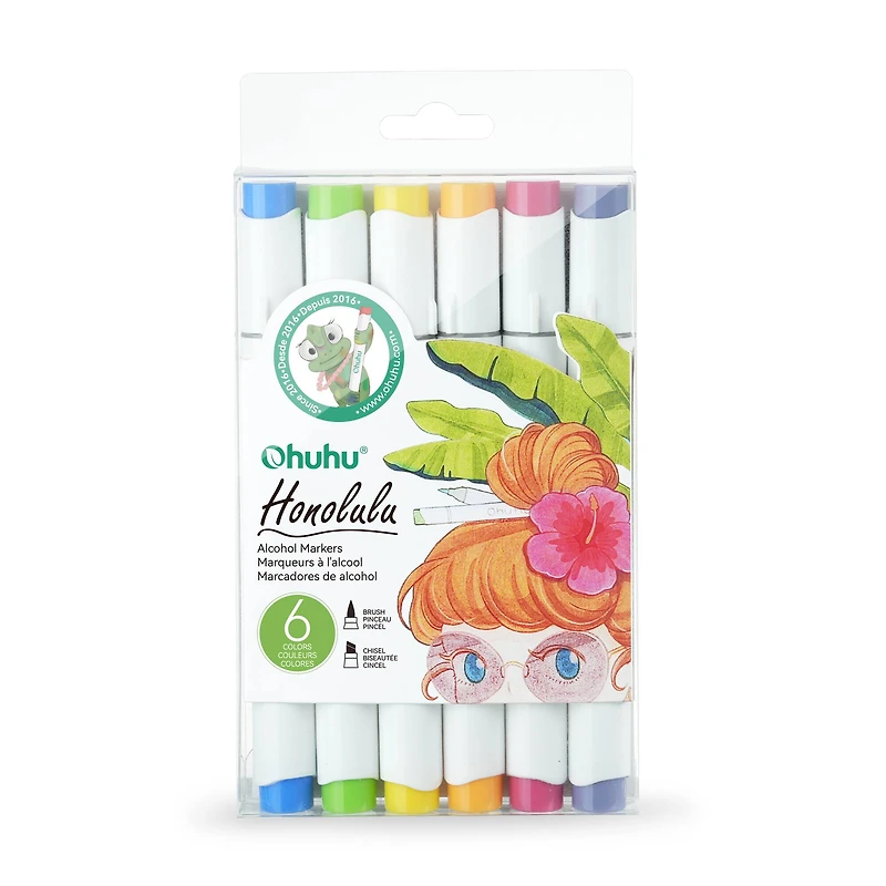 Ohuhu® Honolulu Dual Tip Primary Alcohol Markers, 6ct.