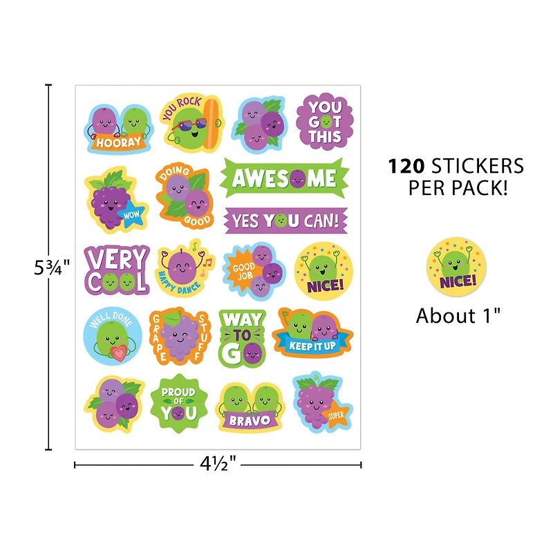 Teacher Created Resources® Grape Smelly Stickers, 6 Packs of 120