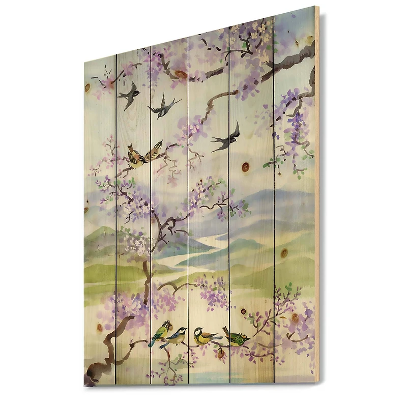 Designart - Birds On Cherry Branch
