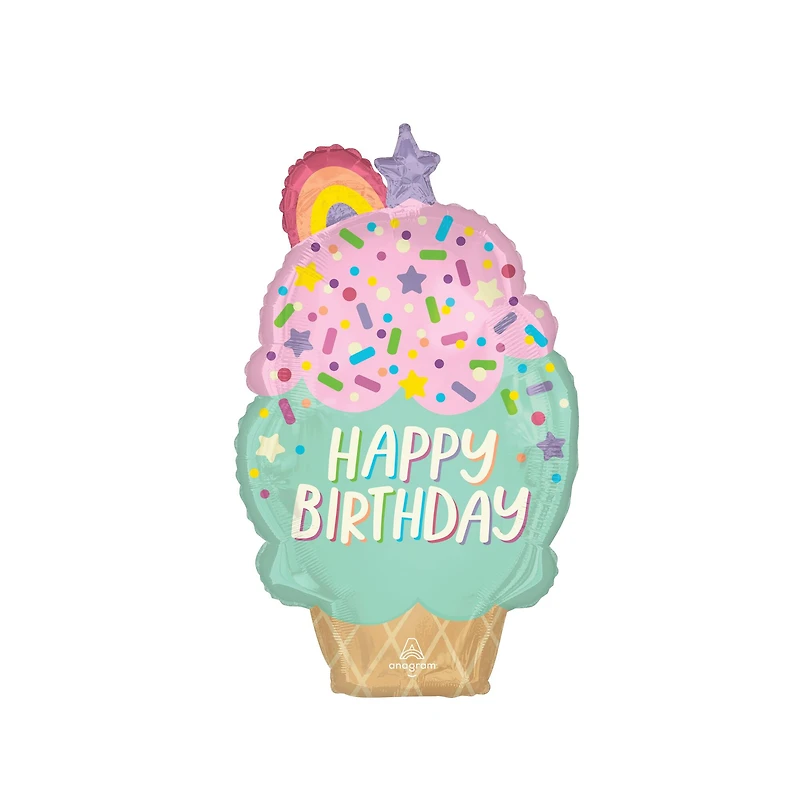 30" Pink & Green Ice Cream Foil Balloon