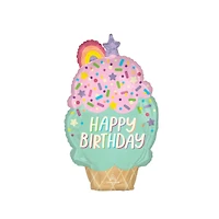 30" Pink & Green Ice Cream Foil Balloon