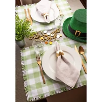 DII® Bright Green Heavyweight Check Fringed Placemat Set, 6ct.