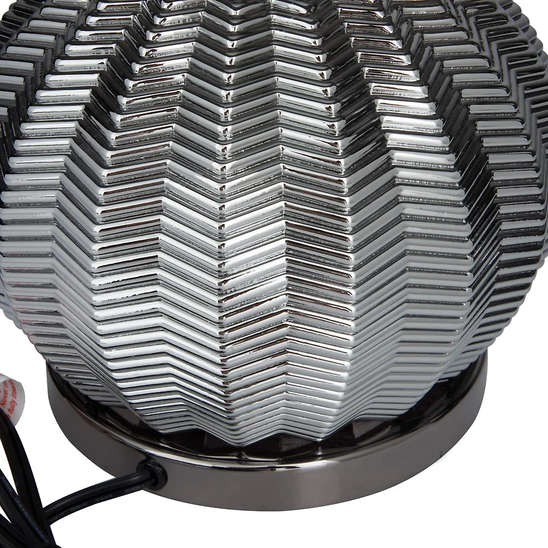 Black Polyester Transitional Table Lamp, 20" x 17" x 14"