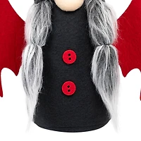 18" Female Black & Red Halloween Gnome with Bat Wings