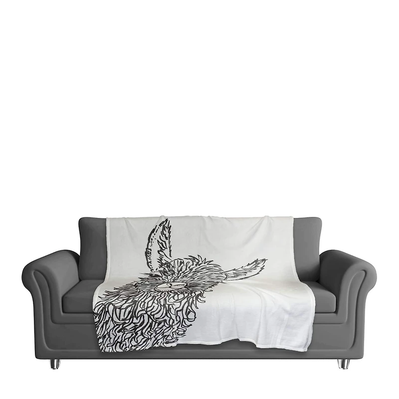 50" x 60" Sketch Llama Sweet Cheeks Coral Fleece Blanket