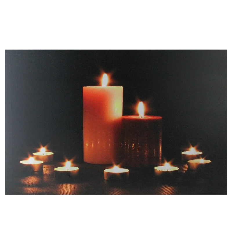 LED Flickering Pillar & Tea Light Candles Canvas Wall Art