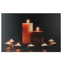 LED Flickering Pillar & Tea Light Candles Canvas Wall Art