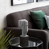 12" Gray Stoneware Woman Head Sculpture