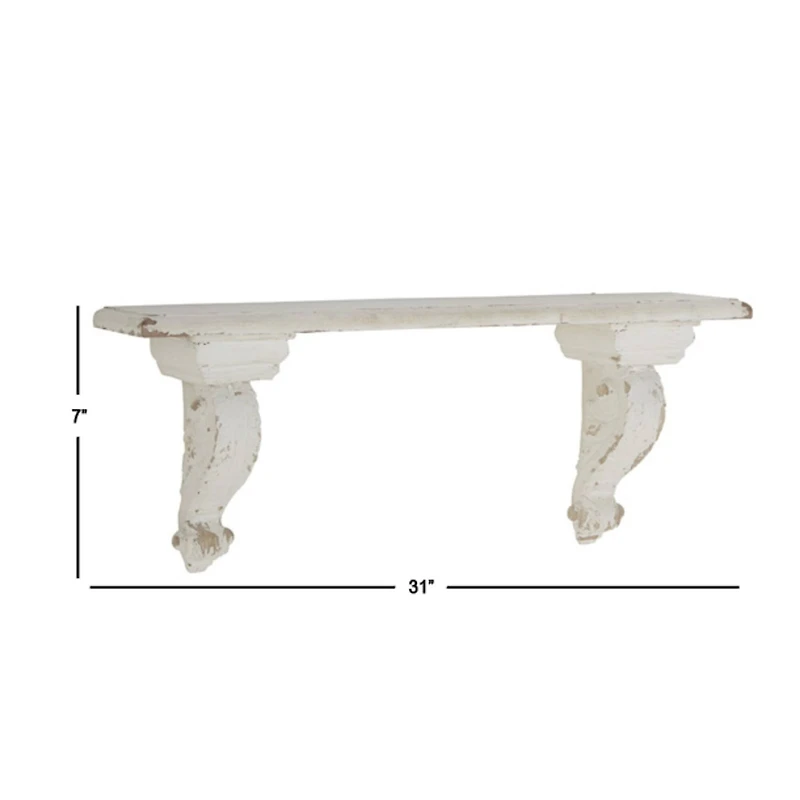 White Wood Farmhouse Wall Shelf
