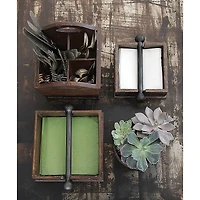 Hello Honey® 9.6" Square Wood Napkin Holder with Metal Bar