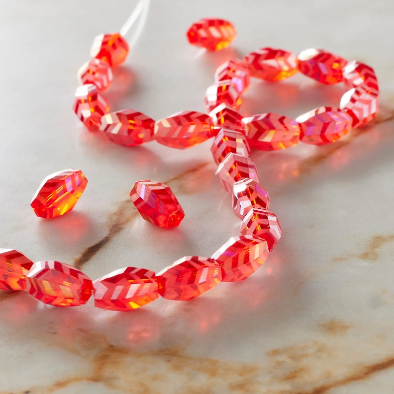 Red Glass Faceted Oval Beads, 11mm by Bead Landing™