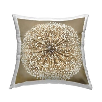 Stupell Industries Abstract Dandelion Flower Full Bloom Brown White  Throw Pillow 18" x 18"