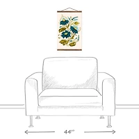 Teal Floral Teak Hanging Canvas Art